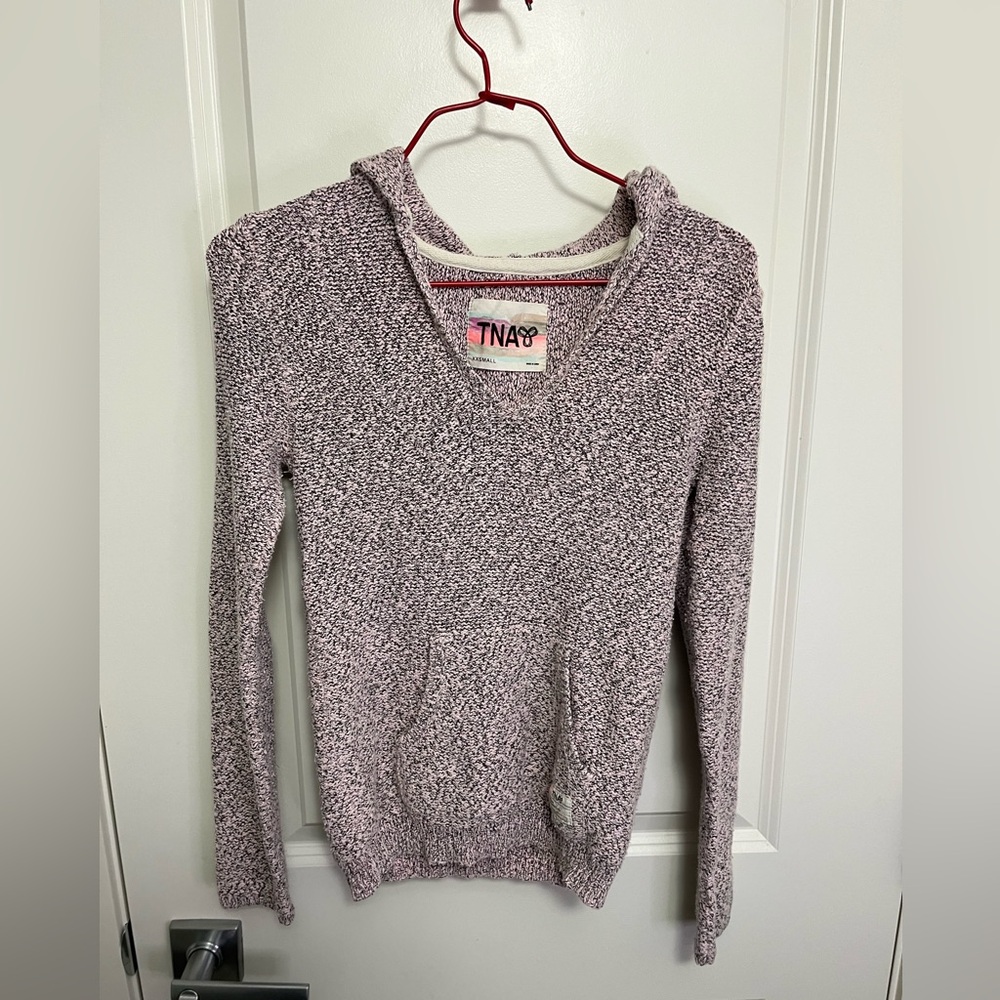 TNA Pink and Black Knit Sweater with the hood in size XXS